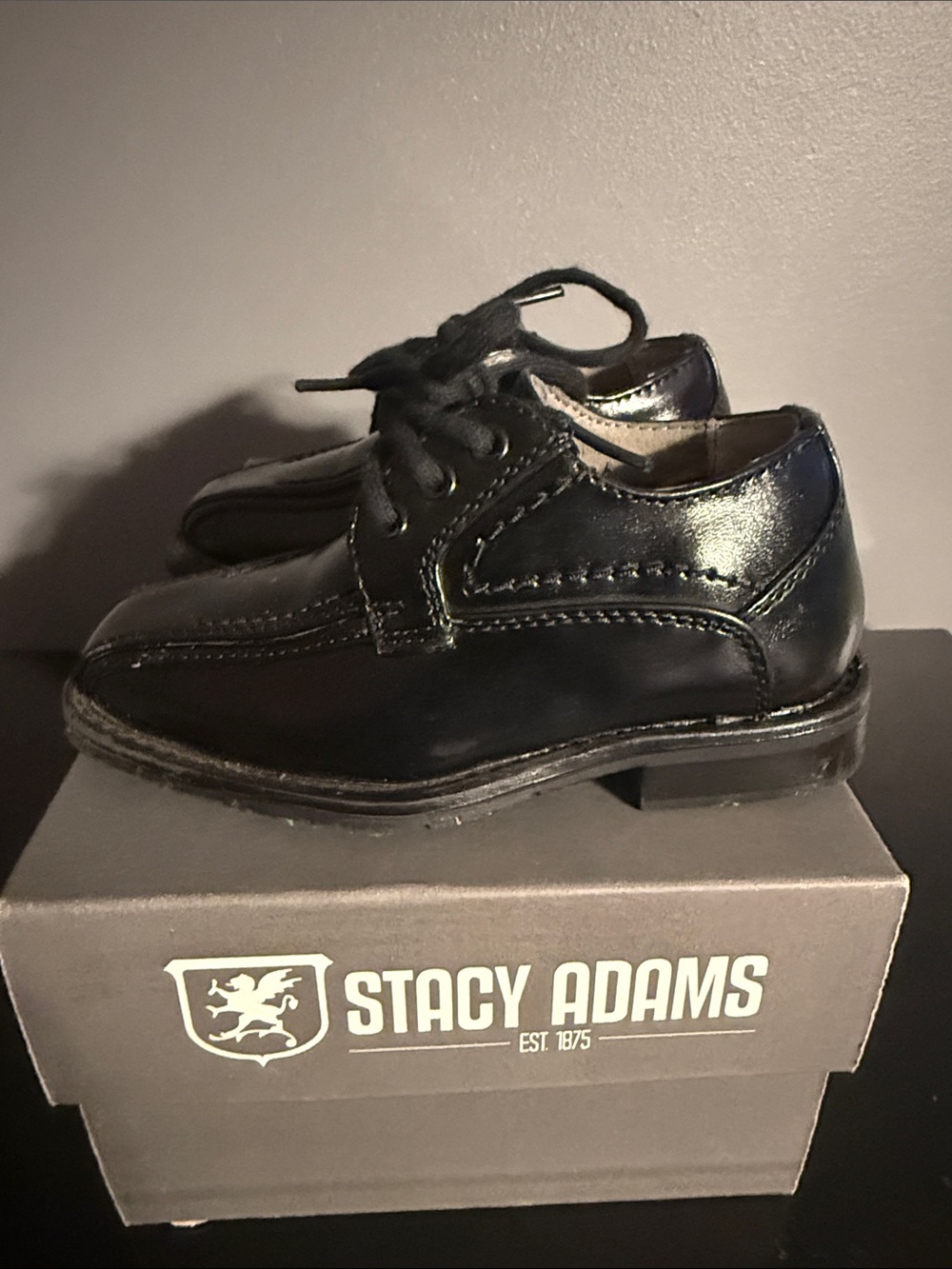 Stacy Adams Black Kids Lace-Up Dress Shoes